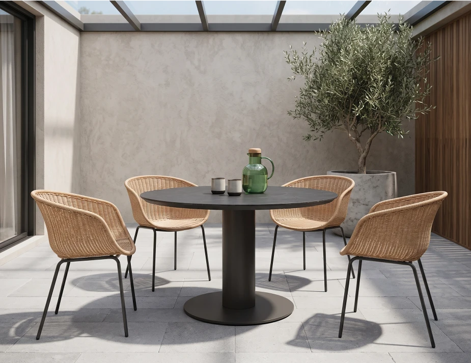 Loma Dining Table Charcoal 120cm - Outdoor - Basalt Ceramic Top