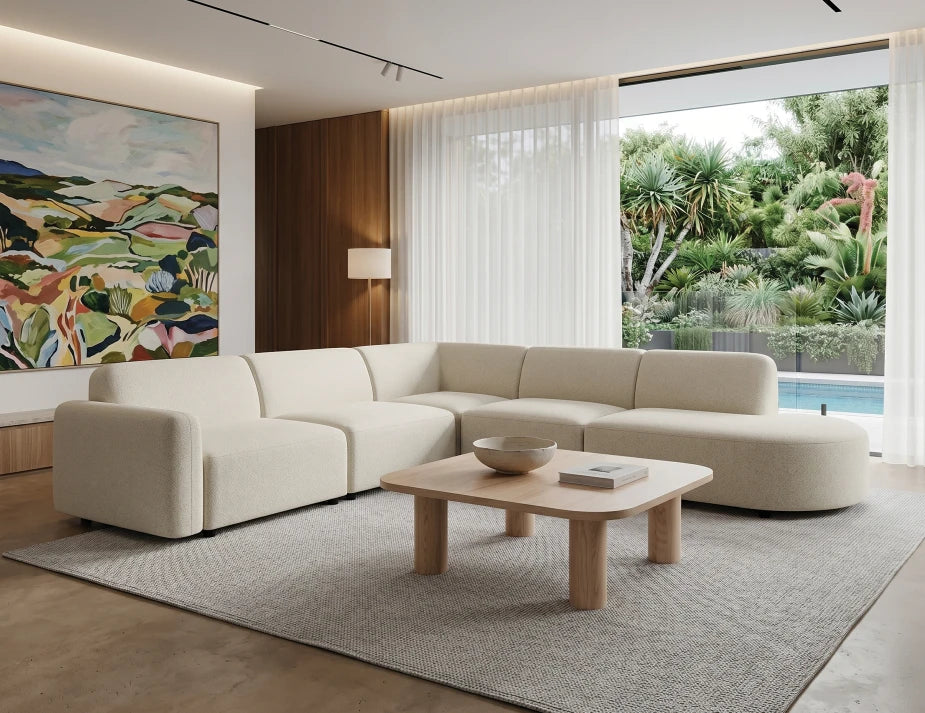 Atticus Modular Sofa - Config J or K Curved Open End - Ivory Cream