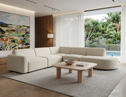 Atticus Modular Sofa - Config J or K Curved Open End - Ivory Cream