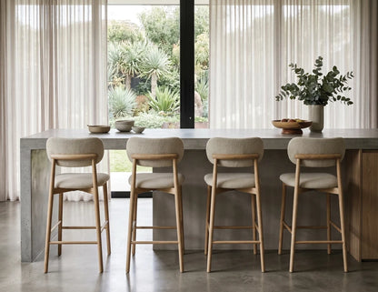 Oskar Bar Stool - Natural - Ivory Cream Fabric