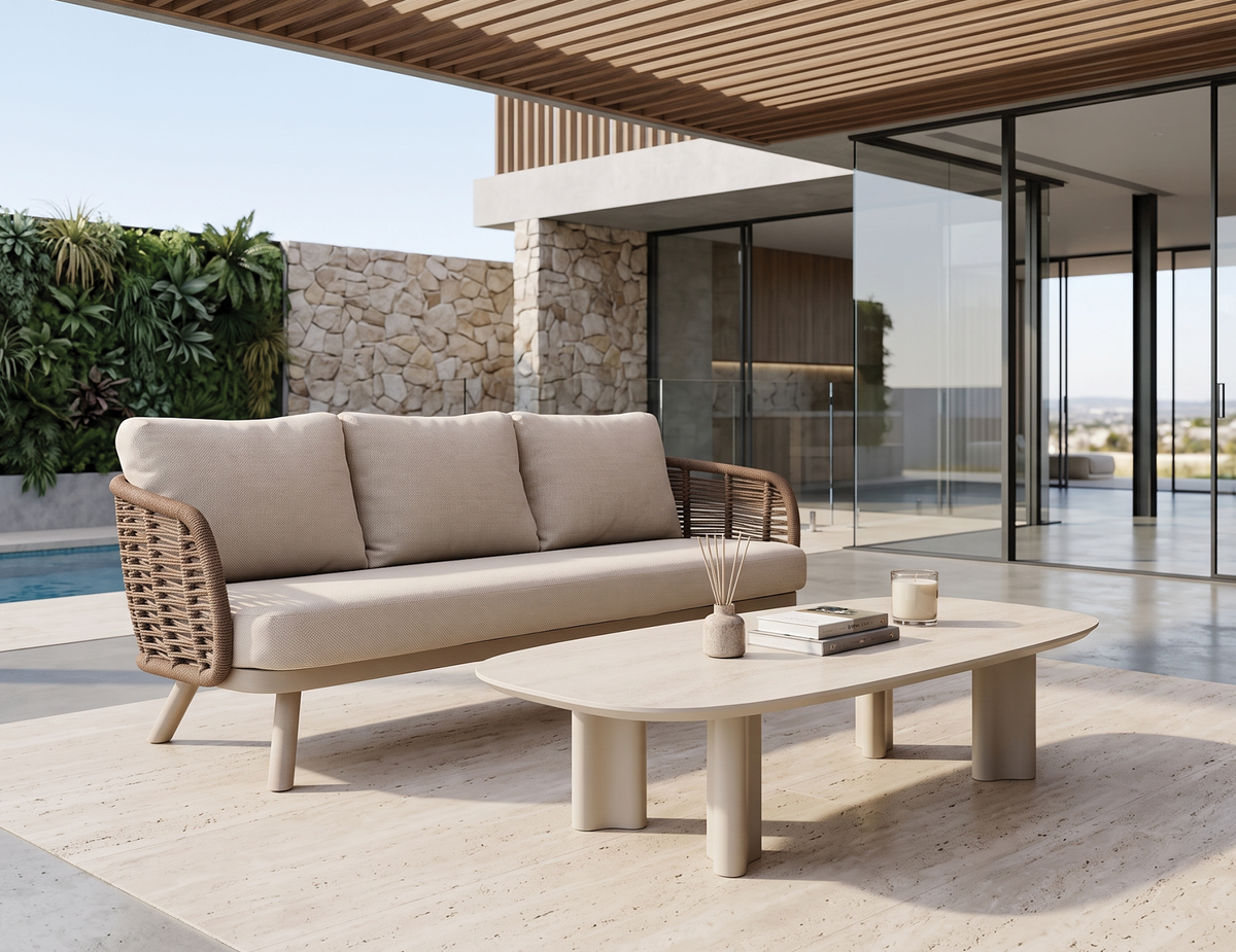 Sorrento 3 Seater Sofa - Outdoor - Latte