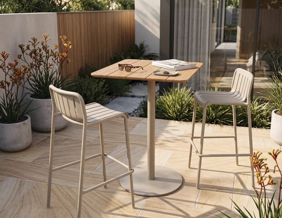 Roku High Bar Teak Table - Outdoor - Latte