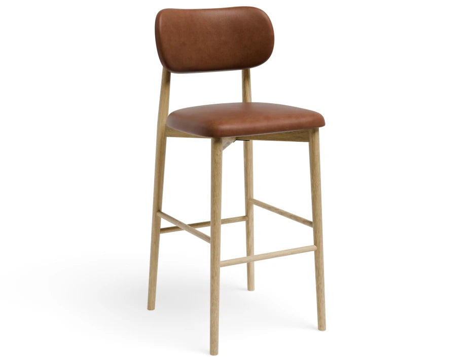 Oskar Bar Stool - Natural - Retro Brandy PU
