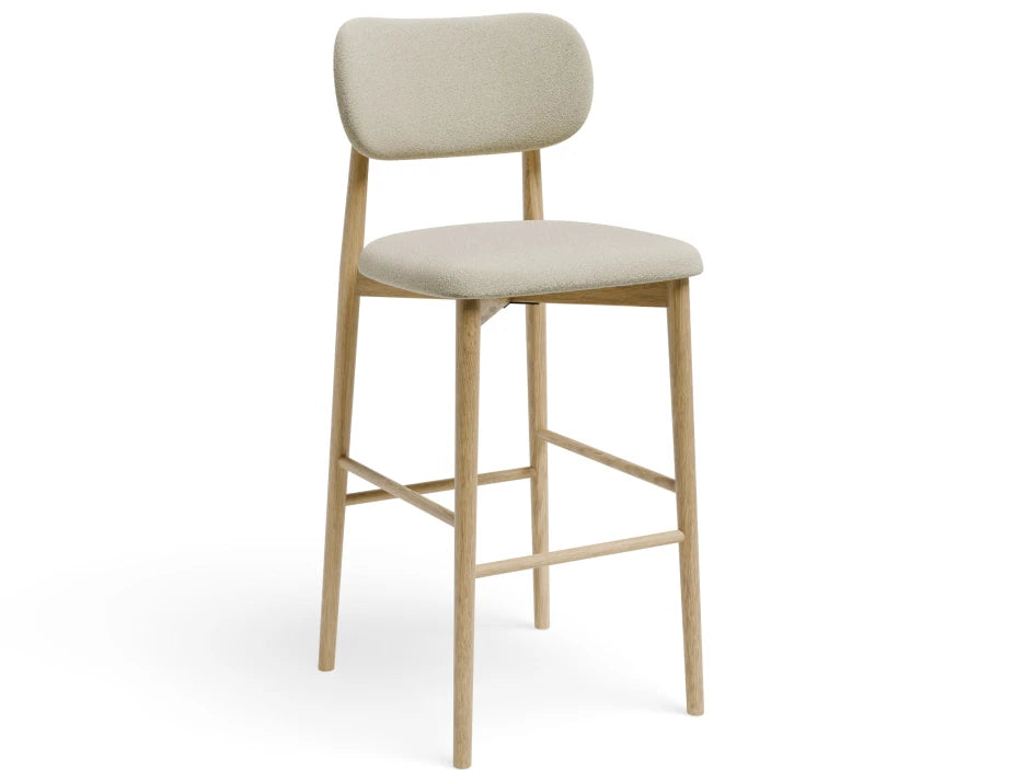 Oskar Bar Stool - Natural - Ivory Cream Fabric