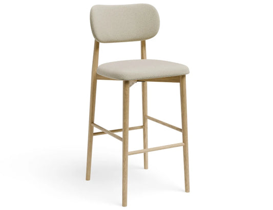 Oskar Bar Stool - Natural - Ivory Cream Fabric