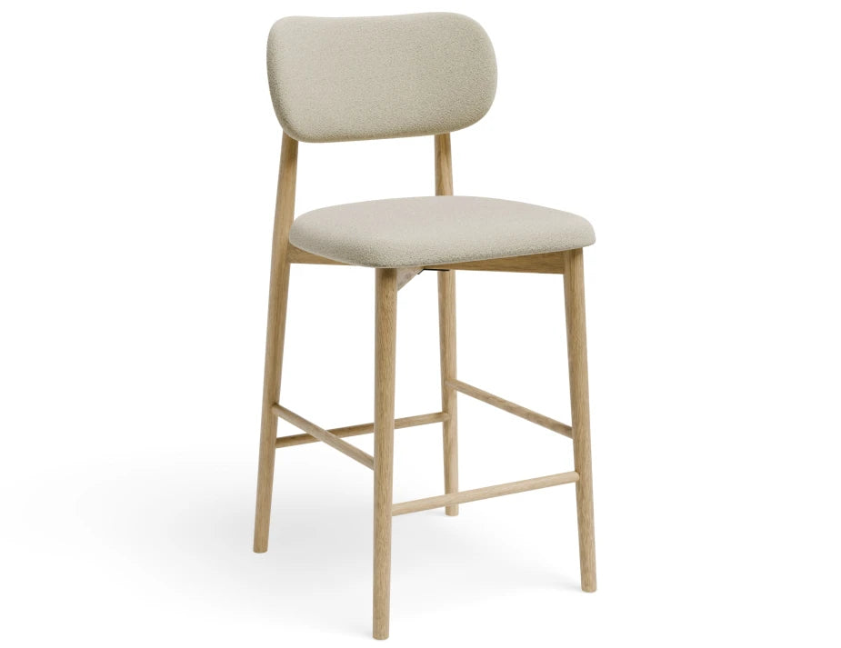 Oskar Bar Stool - Natural - Ivory Cream Fabric