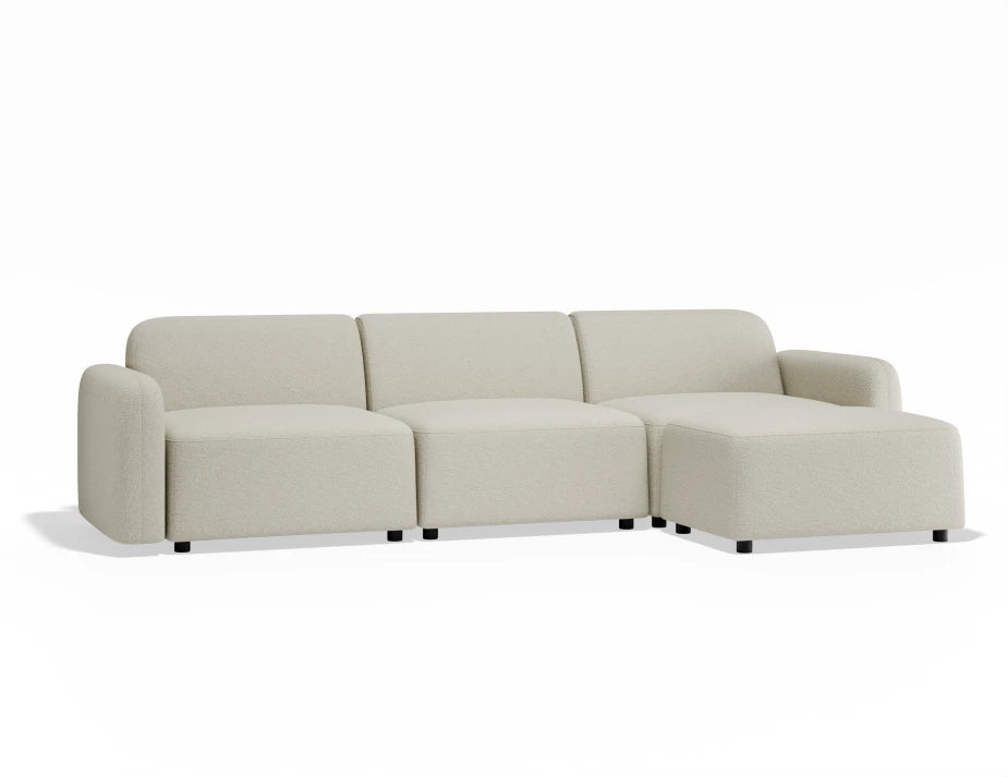 Atticus Modular Sofa - 3 Seater with Ottoman - Ivory Cream