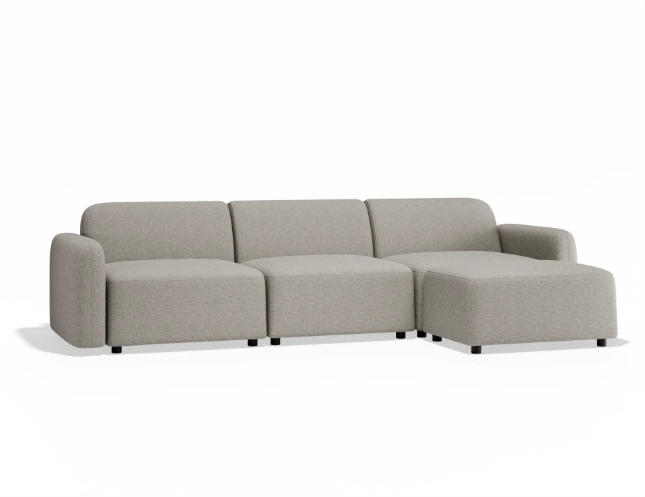 Atticus Modular Sofa - 3 Seater with Ottoman - Oyster Grey