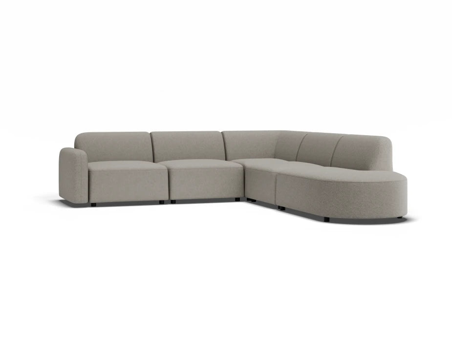 Atticus Modular Sofa - Config J or K Curved Open End - Oyster Grey