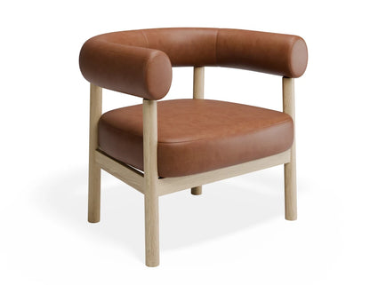 Marlowe Occasional Chair - Natural Oak Legs - Retro Brandy PU