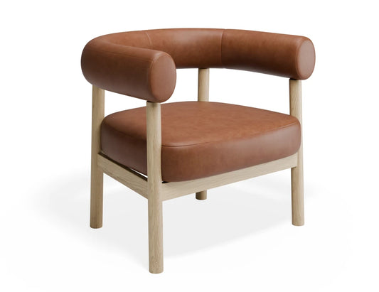 Marlowe Occasional Chair - Natural Oak Legs - Retro Brandy PU