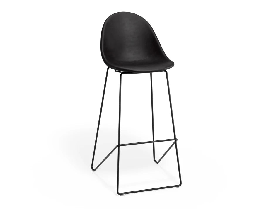 Pebble Stool Black Upholstered Vintage Seat
