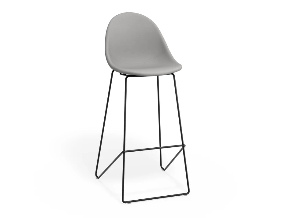 Pebble Fabric Light Grey Upholstered Stool