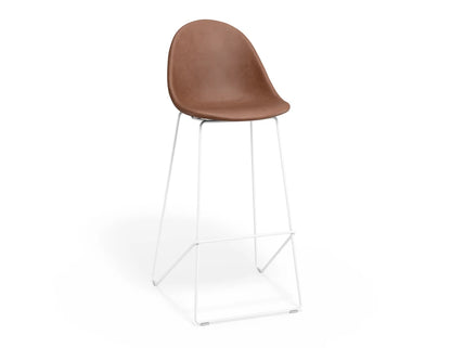 Pebble Stool Brown Upholstered Vintage Seat