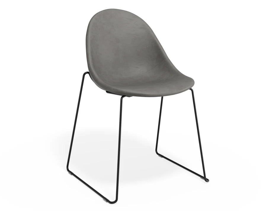 Pebble Chair Grey Upholstered Vintage Seat