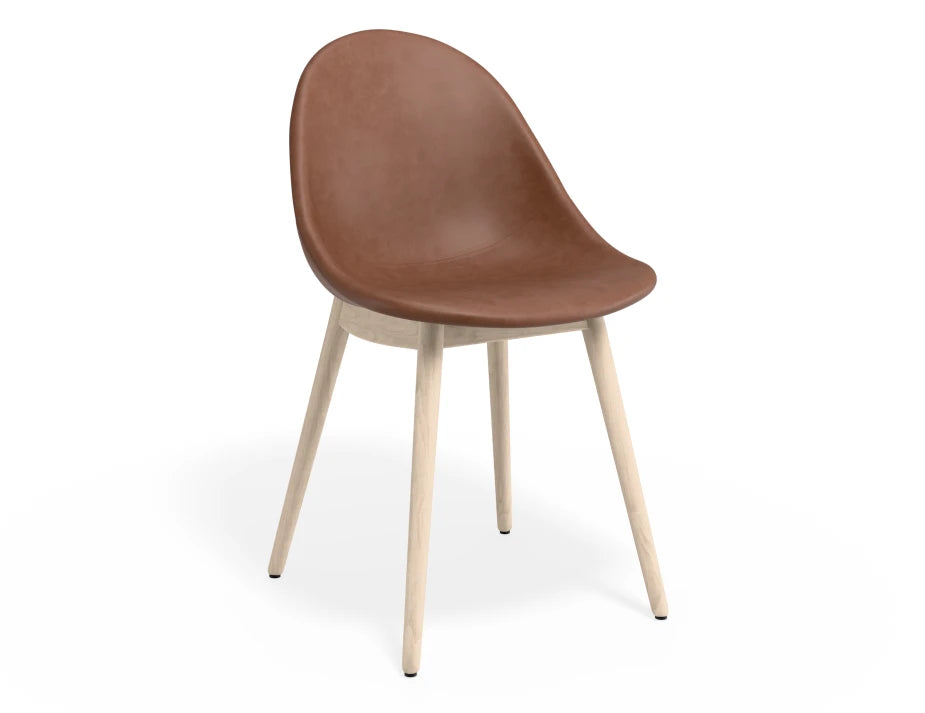 Pebble Chair Tan Upholstered Vintage Seat