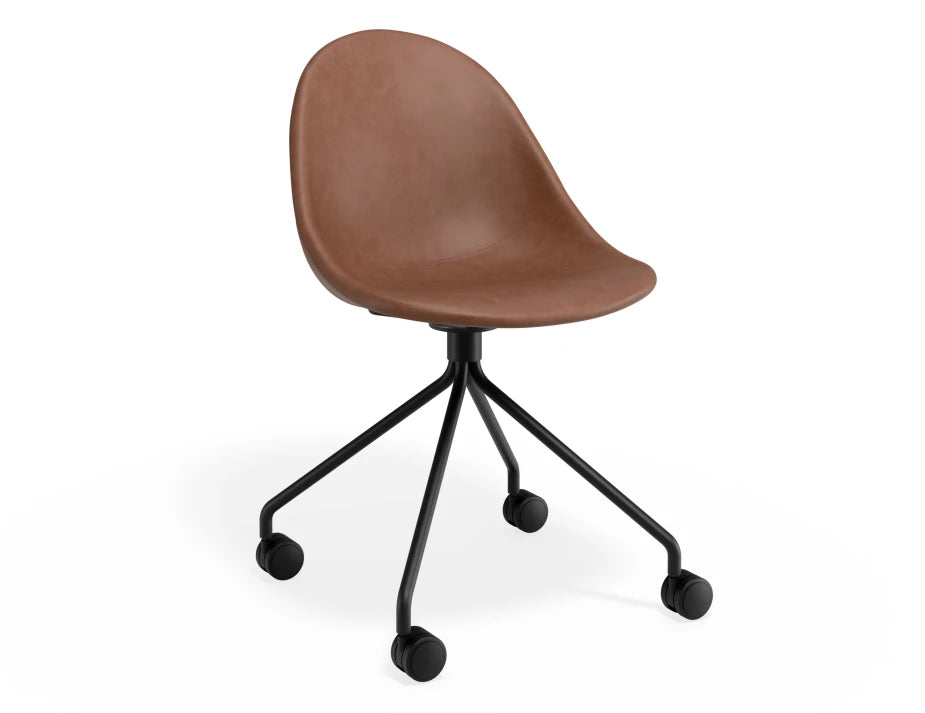 Pebble Chair Tan Upholstered Vintage Seat