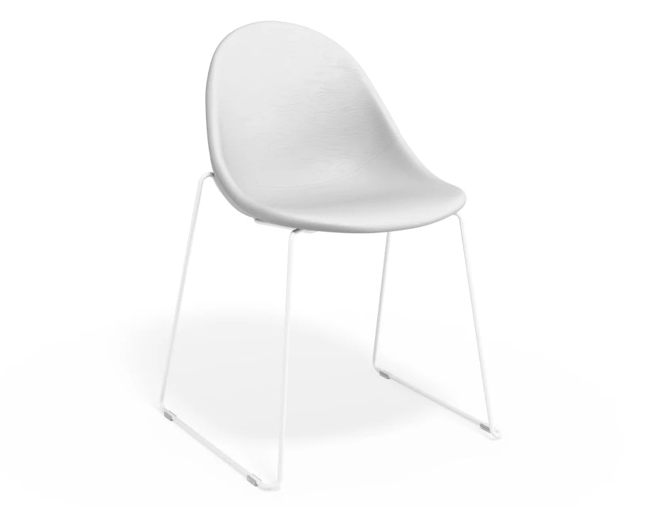 Pebble Chair White Upholstered Vintage Seat