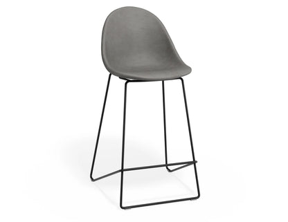 Pebble Stool Grey Upholstered Vintage Seat