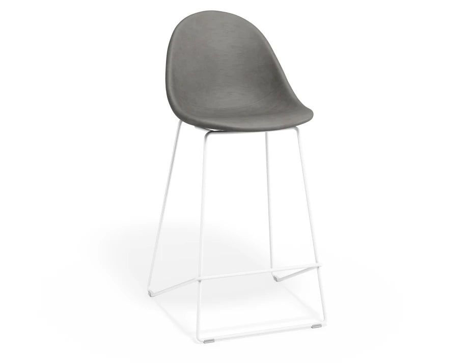 Pebble Stool Grey Upholstered Vintage Seat