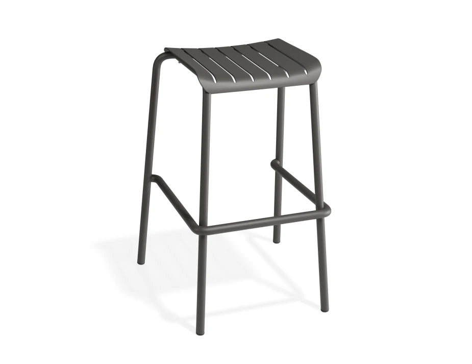 Roku Backless Bar Stool - Outdoor - Charcoal
