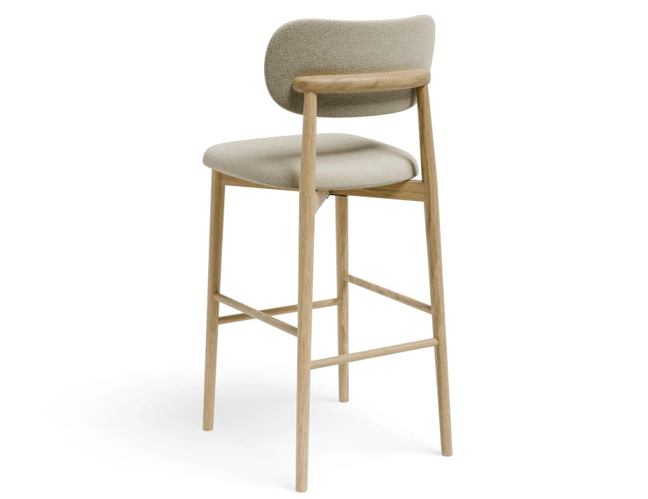 Oskar Bar Stool - Natural - Ivory Cream Fabric