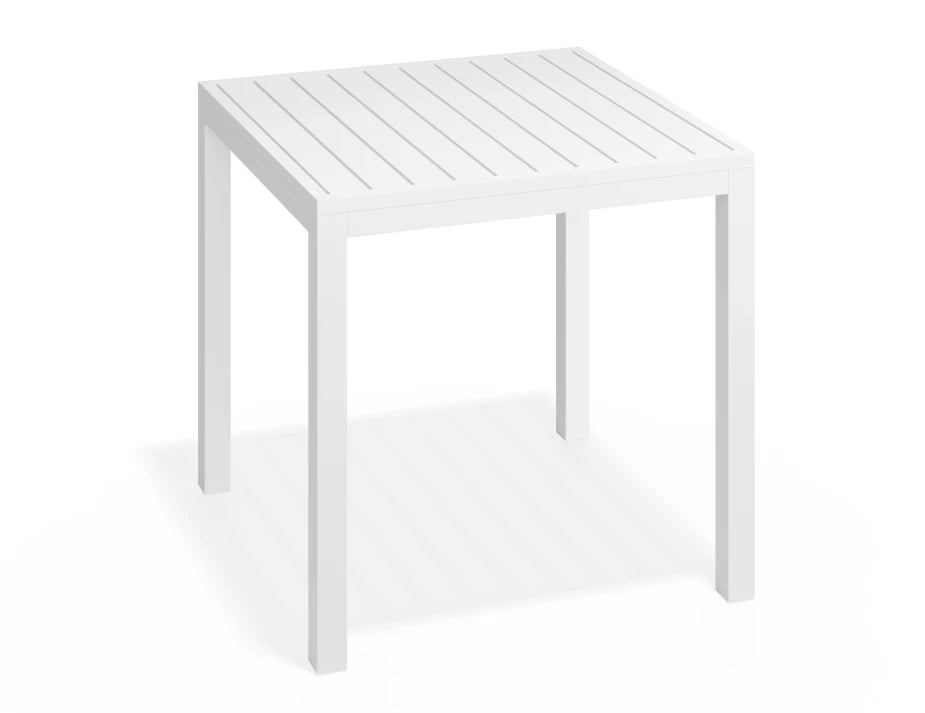 Halki Table Matt White Aluminium 77cm x 77cm