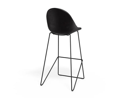 Pebble Stool Black Upholstered Vintage Seat