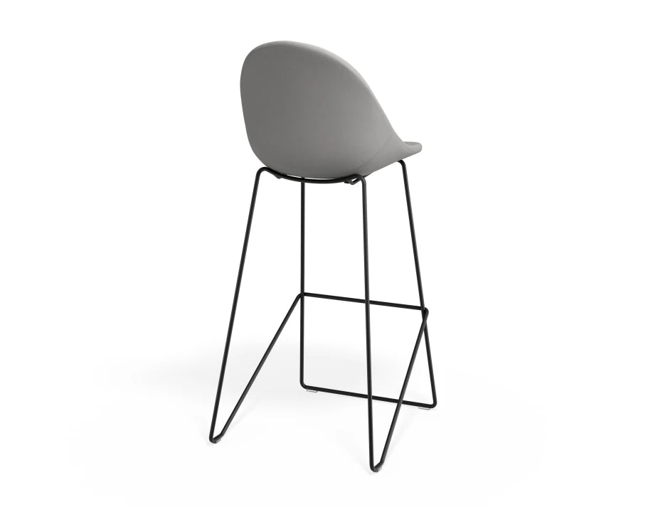 Pebble Fabric Light Grey Upholstered Stool