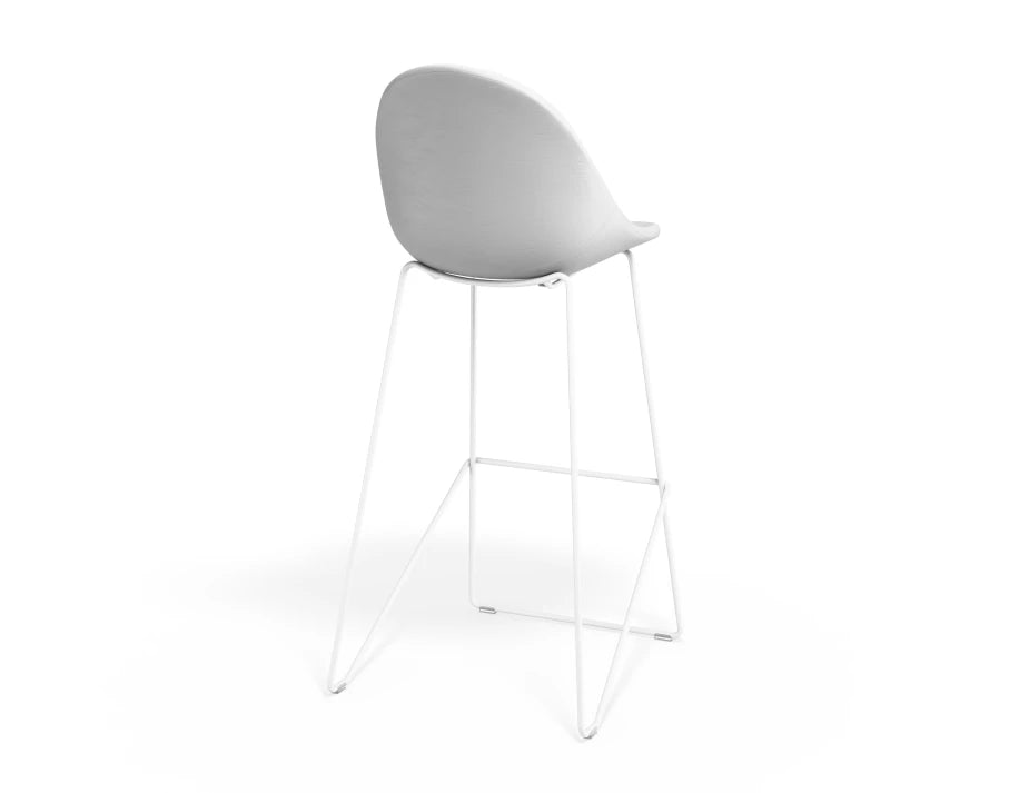 Pebble Stool White Upholstered Seat
