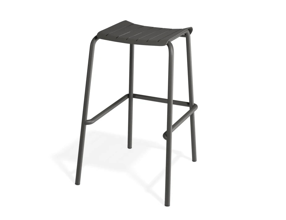 Roku Backless Bar Stool - Outdoor - Charcoal