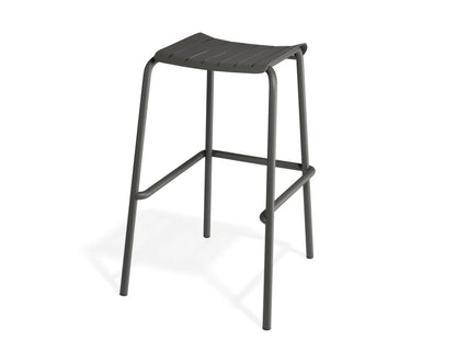 Roku Backless Bar Stool - Outdoor - Charcoal
