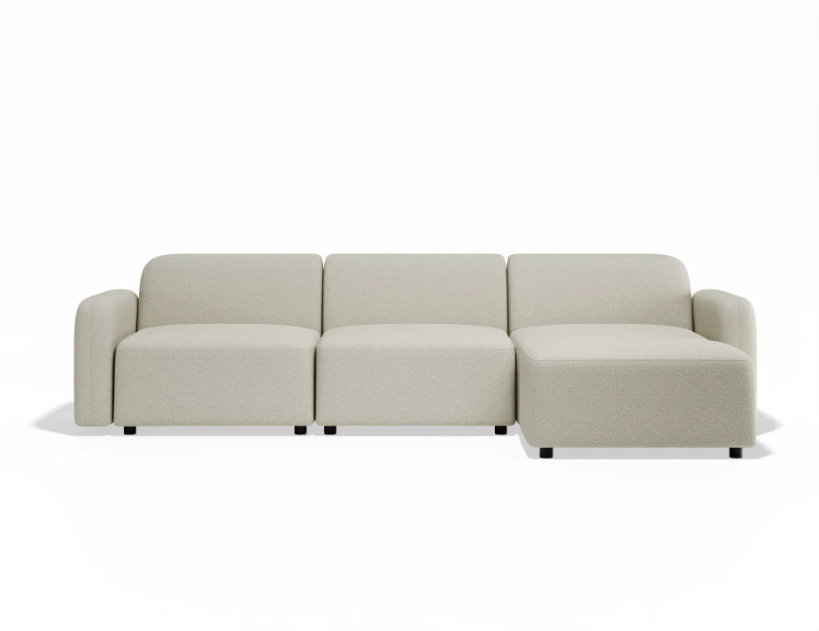 Atticus Modular Sofa - 3 Seater with Ottoman - Ivory Cream