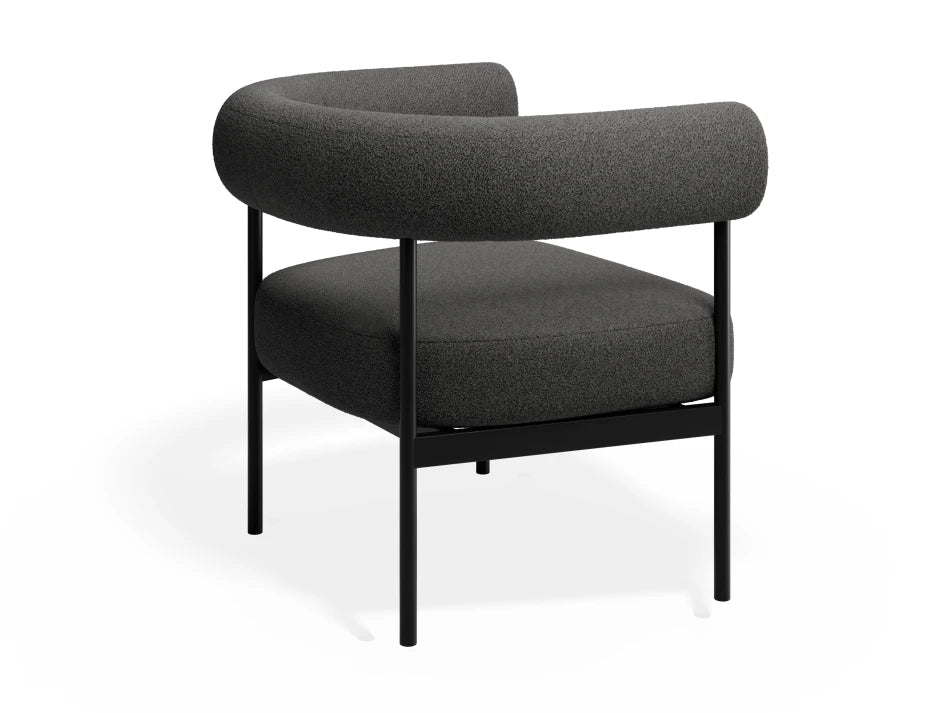 Marlowe Occasional Chair - Black Legs - Stone Grey Fabric