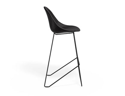 Pebble Stool Black Upholstered Vintage Seat