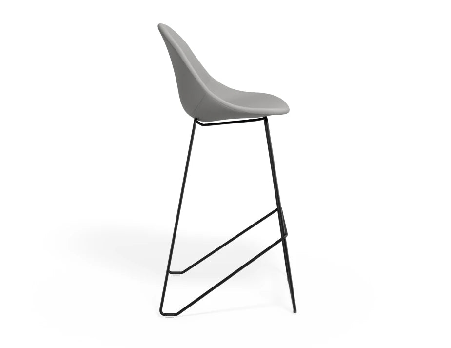 Pebble Fabric Light Grey Upholstered Stool