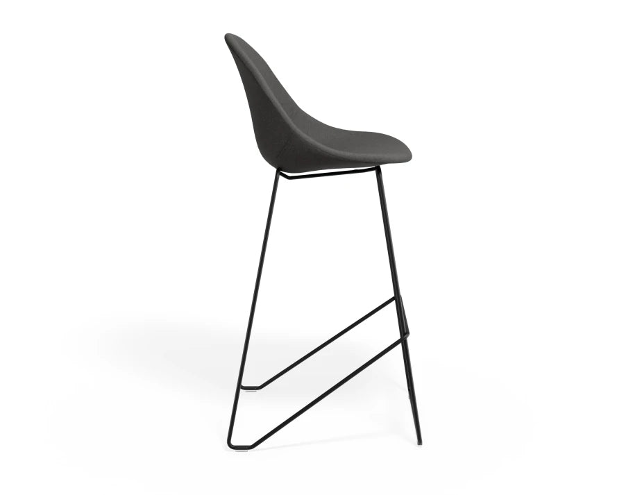 Pebble Fabric Grey Upholstered Stool