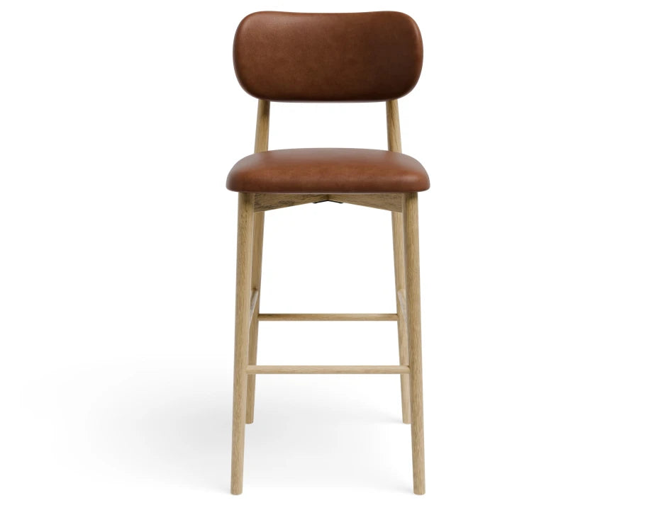 Oskar Bar Stool - Natural - Retro Brandy PU