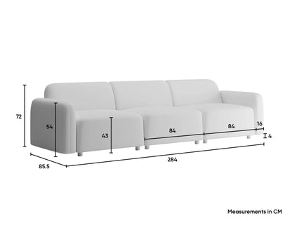 Atticus Modular Sofa - 3 Seater - Oyster Grey