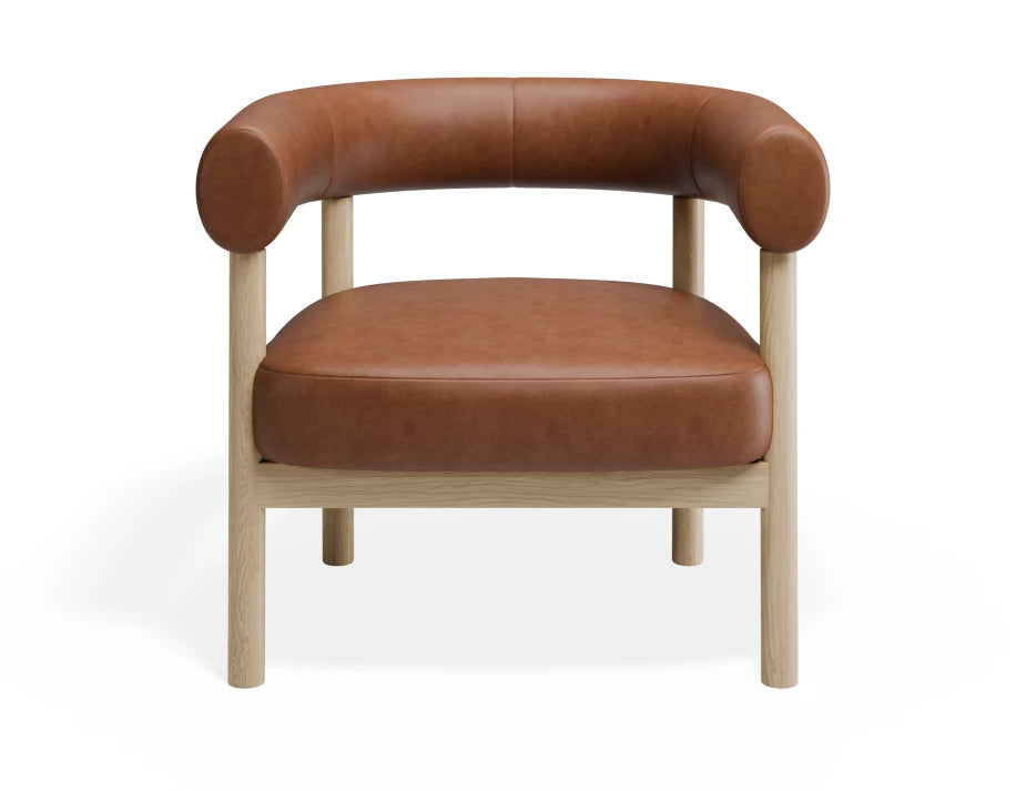 Marlowe Occasional Chair - Natural Oak Legs - Retro Brandy PU