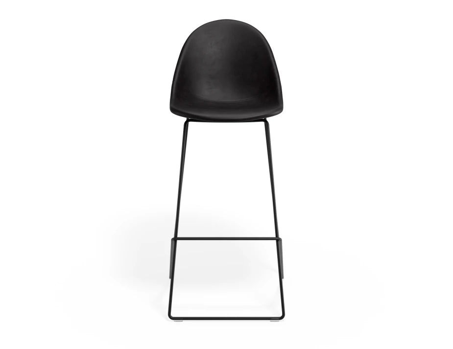 Pebble Stool Black Upholstered Vintage Seat
