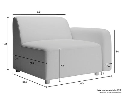 Atticus Modular Sofa Section - Right Arm - Ivory Cream