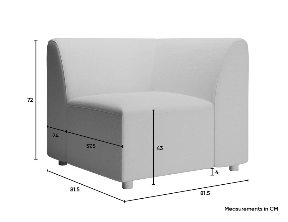 Atticus Modular Sofa Section - Corner - Oyster Grey
