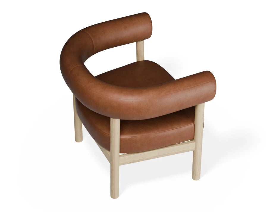 Marlowe Occasional Chair - Natural Oak Legs - Retro Brandy PU