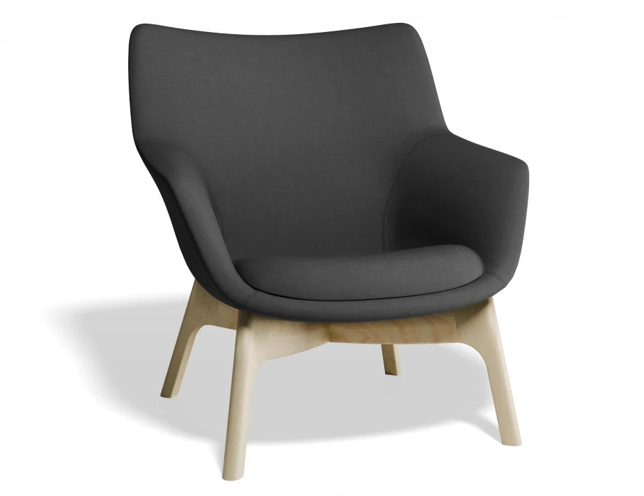 Flow Lounge Chair - Wood Base - Dark Grey
