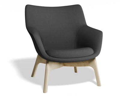 Flow Lounge Chair - Wood Base - Dark Grey