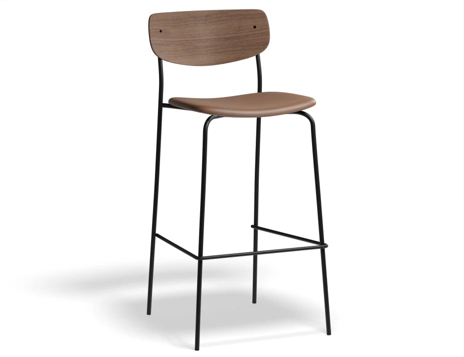 Rylie Bar Stool - American Walnut - Upholstered