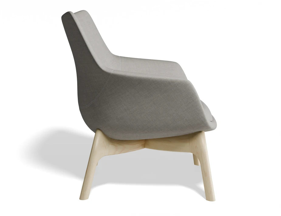 Flow Lounge Chair - Wood Base - Light Grey