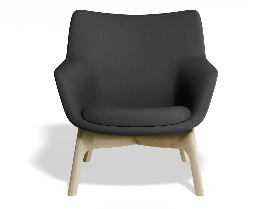 Flow Lounge Chair - Wood Base - Dark Grey