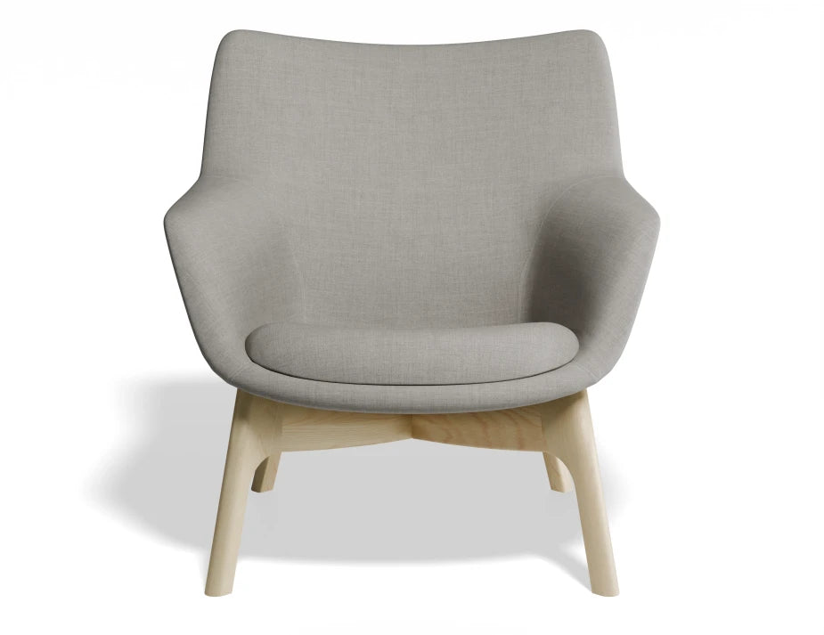 Flow Lounge Chair - Wood Base - Light Grey